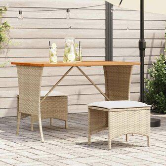 3-delige Tuinset met kussens poly rattan beige 1