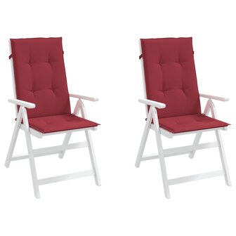 Tuinstoelkussens 2 st hoge rug 120x50x3 cm stof wijnrood 4