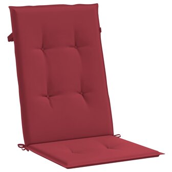 Tuinstoelkussens 2 st hoge rug 120x50x3 cm stof wijnrood 5