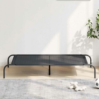 Hondenmand verhoogd 130x80x20 cm textiel en staal zwart 1