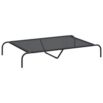 Hondenmand verhoogd 130x80x20 cm textiel en staal zwart 2