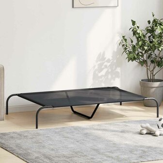 Hondenmand verhoogd 130x80x20 cm textiel en staal zwart 3
