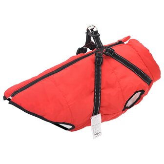 Hondenjas met harnas waterdicht reflecterend rood L48 1