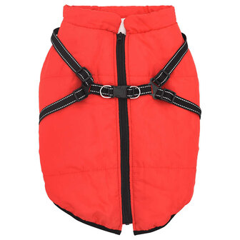 Hondenjas met harnas waterdicht reflecterend rood L48 2