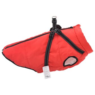 Hondenjas met harnas waterdicht reflecterend rood L48 4