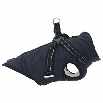 Hondenjas met harnas waterdicht reflecterend marineblauw L32 4