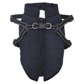 Hondenjas met harnas waterdicht reflecterend marineblauw L40 2