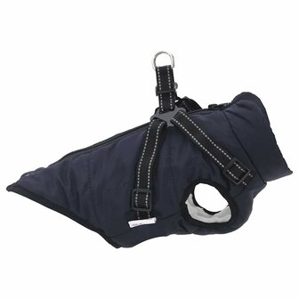 Hondenjas met harnas waterdicht reflecterend marineblauw L40 4