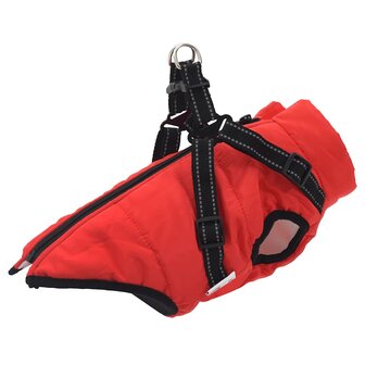 Hondenjas met harnas waterdicht reflecterend rood L32 1