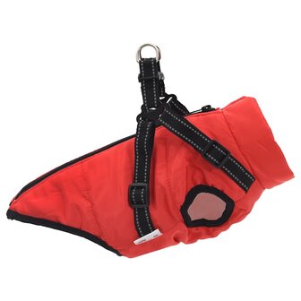 Hondenjas met harnas waterdicht reflecterend rood L32 4