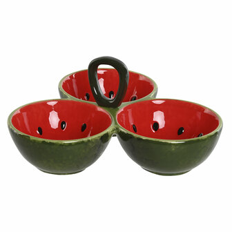 Aperitiefschaaltje Home ESPRIT Rood Groen Keramiek Watermeloen 23 x 22 x 10,5 cm 1