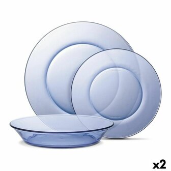 Serviesset Duralex Lys Blauw 12 Onderdelen (2 Stuks) 1