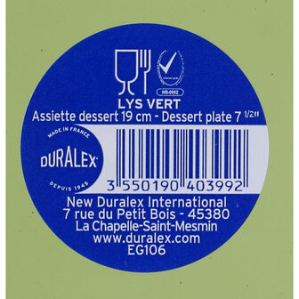 Dessertbord Duralex Lys Groen &Oslash; 19 cm &oslash; 19 x 1,8 cm (24 Stuks) 3