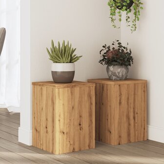 Plantenstandaards 2 st 25x25x35 cm hout artisanaal eiken 1