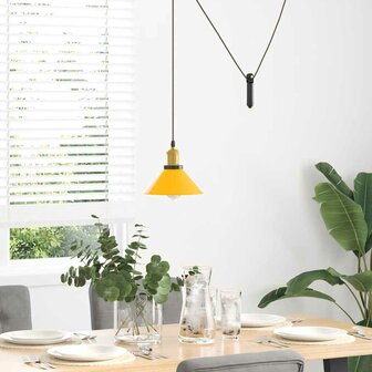Hanglamp in hoogte verstelbaar E27 &Oslash;22 cm metaal glanzend geel 3