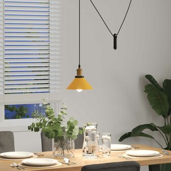 Hanglamp in hoogte verstelbaar E27 &Oslash;22 cm metaal glanzend geel 4