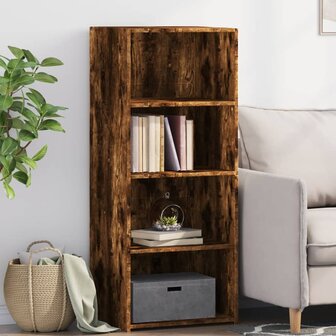 Hoge kast 50x41x124 cm bewerkt hout gerookt eikenkleurig 1