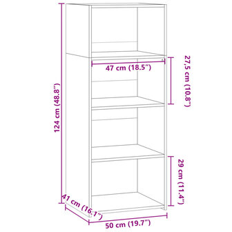 Hoge kast 50x41x124 cm bewerkt hout gerookt eikenkleurig 9