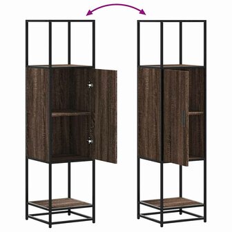 Hoge kast 35,5x35x139 cm bewerkt hout en metaal bruin eiken 8