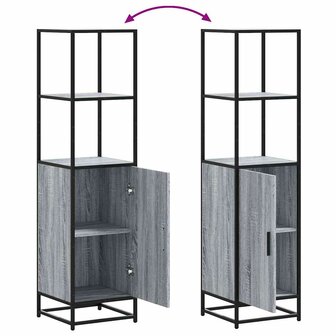 Hoge kast 35,5x35x139 cm bewerkt hout en metaal grijs sonoma 8