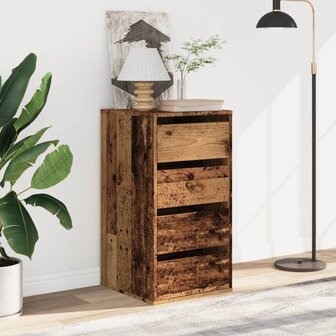 Ladekast 40x41x76 cm bewerkt hout oud houtkleurig 3