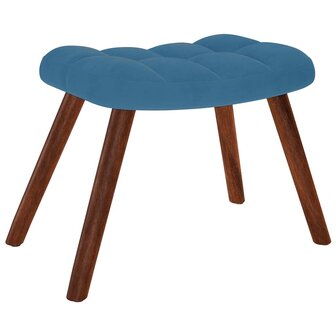 Schommelstoel met krukje fluweel blauw 5