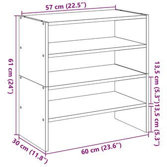 Schoenenrekken 2 st stapelbaar 60x30x30,5 cm betongrijs 9