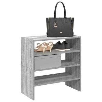 Schoenenrekken 2 st stapelbaar 60x30x30,5 cm grijs sonoma eiken 1