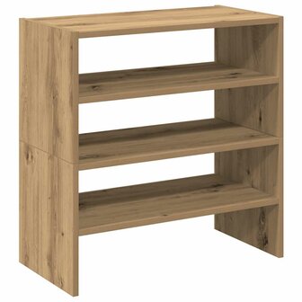 Schoenenrekken 2 st stapelbaar 60x30x30,5 cm artisanaal eiken 2