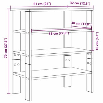 Schoenenrek 61x32x70 cm bewerkt hout gerookt eikenkleurig 9