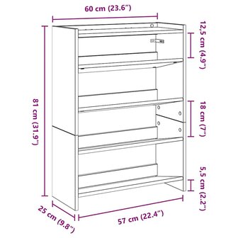 Schoenenrek 60x25x81 cm bewerkt hout betongrijs 9