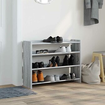 Schoenenrek 80x25x62 cm bewerkt hout grijs sonoma eikenkleur 3