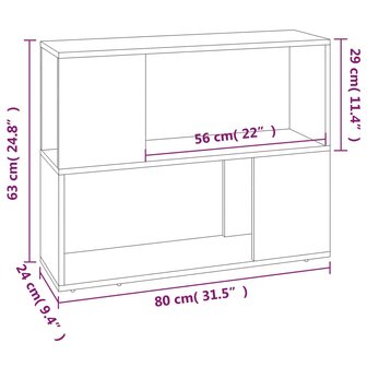 Boekenkast/kamerscherm 80x24x63 cm grijs sonoma eikenkleurig 8