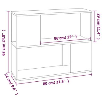 Boekenkast/kamerscherm 80x24x63 cm bruin eikenkleur 8
