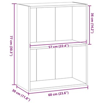 Boekenkast 60x30x77 cm bewerkt hout oud houtkleurig 9