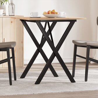 Eettafel X-frame 70x70x75 cm massief grenenhout en staal 1