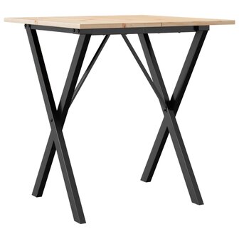 Eettafel X-frame 70x70x75 cm massief grenenhout en staal 2