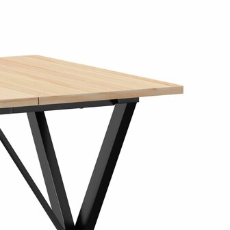 Eettafel X-frame 70x70x75 cm massief grenenhout en staal 7