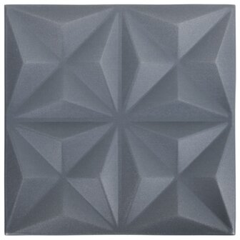12 st Wandpanelen 3D origami 3 m&sup2; 50x50 cm grijs 2
