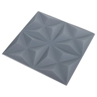 12 st Wandpanelen 3D origami 3 m&sup2; 50x50 cm grijs 4