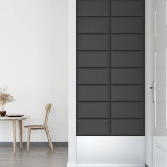 Wandpanelen 12 st 2,16 m&sup2; 60x30 cm kunstleer grijs 4
