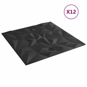 12 st Wandpanelen amethist 3 m&sup2; 50x50 cm XPS zwart 3