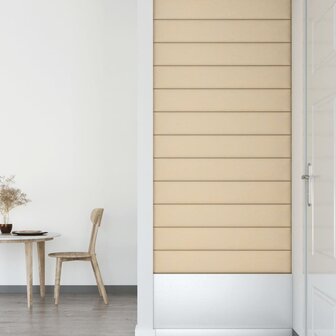 Wandpanelen 12 st 1,62 m&sup2; 90x15 cm stof cr&egrave;mekleurig 6