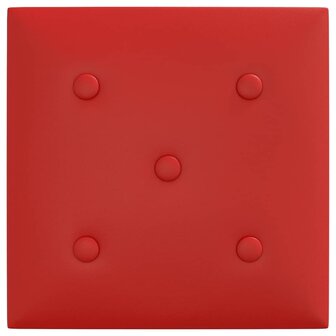 Wandpanelen 12 st 1,08 m&sup2; 30x30 cm kunstleer wijnrood 5