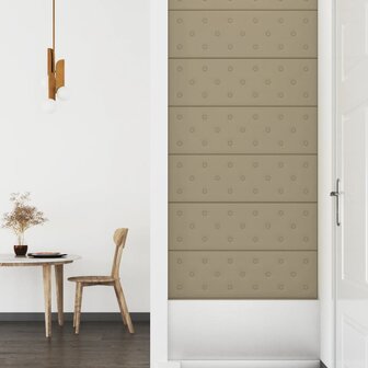 Wandpanelen 12 st 3,24 m&sup2; 90x30 cm kunstleer cappuccinokleurig 4