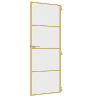 Binnendeur smal 76x201,5 cm gehard glas en aluminium goudkleur 5