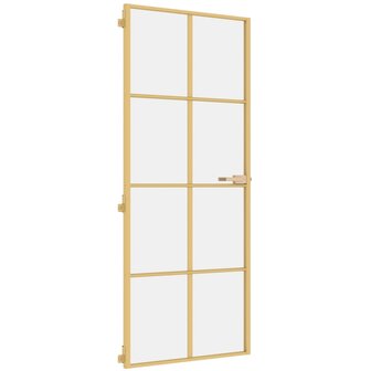 Binnendeur smal 83x201,5 cm gehard glas en aluminium goudkleur 2