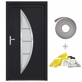 Voordeur 98x208 cm PVC antracietkleurig 2