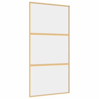 Schuifdeur 102,5x205 cm helder ESG-glas en aluminium goudkleur 2