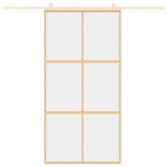 Schuifdeur 102,5x205 cm helder ESG-glas en aluminium goudkleur 3